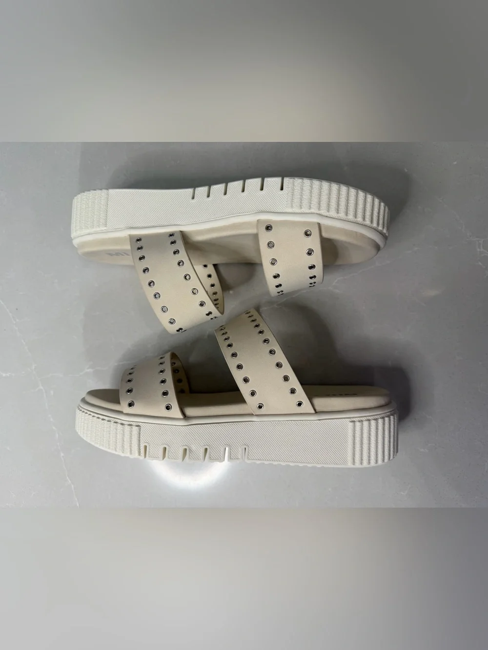 MIA Lexi-S Double Band Studded Eyelet Platform Slide Sandals 9M